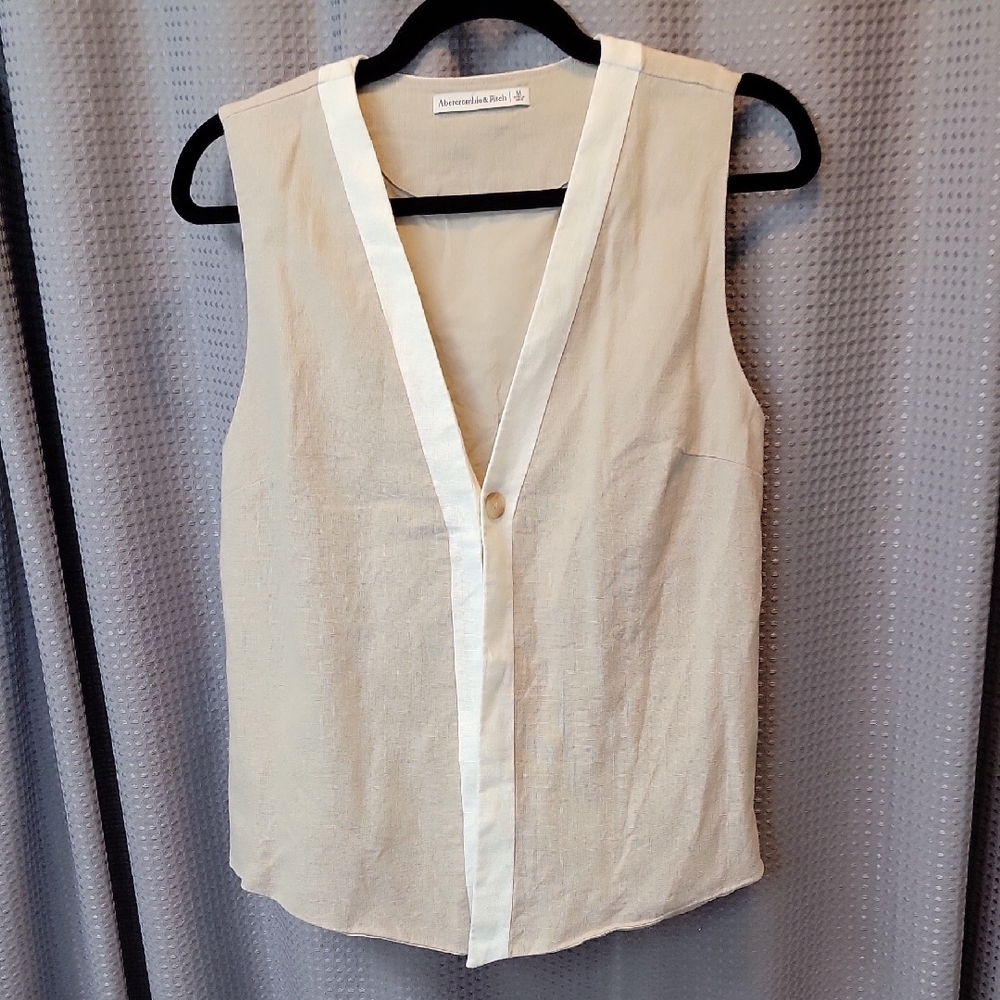Abercrombie & Fitch Linen Blend Button Through Vest Size M